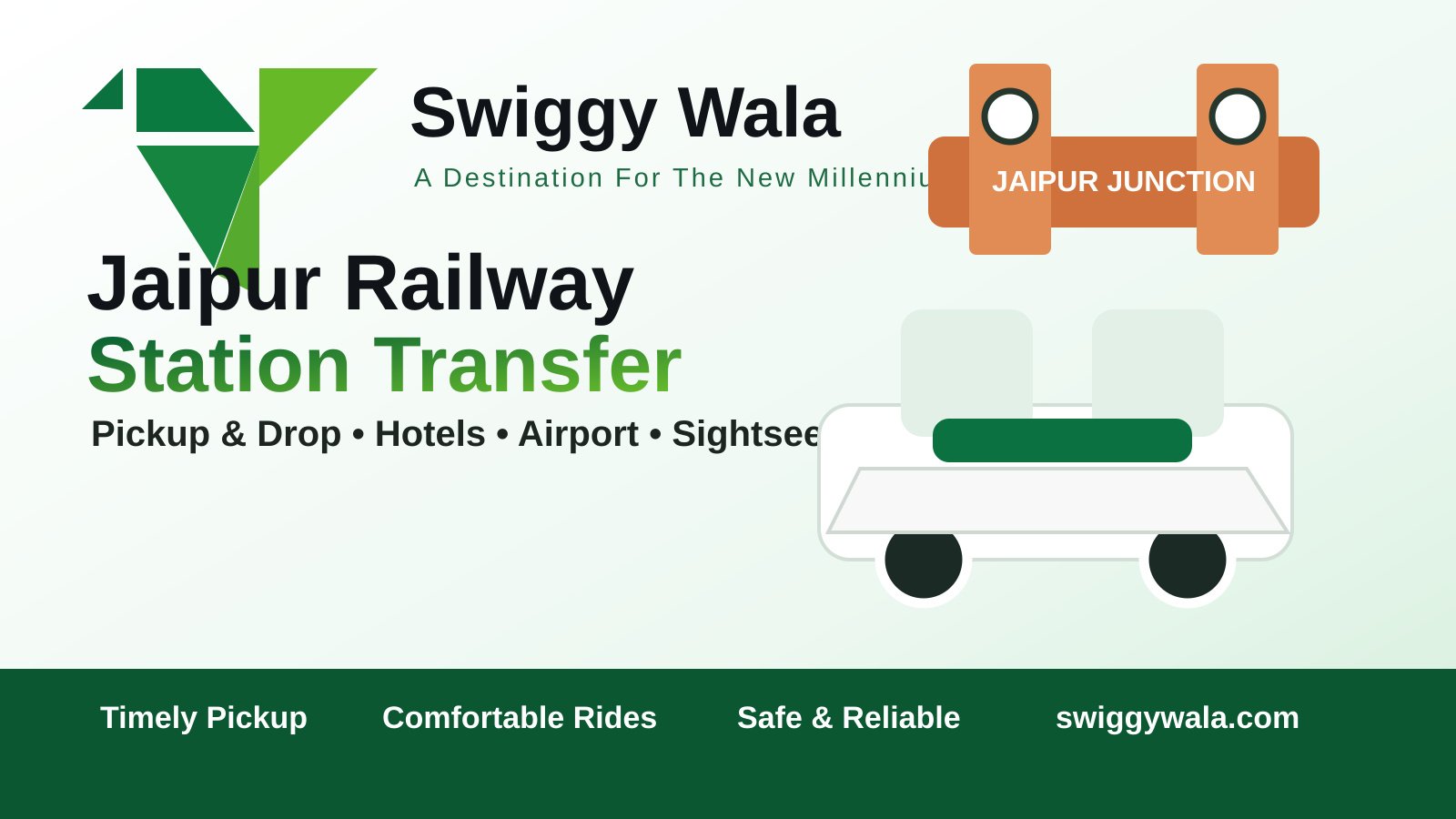 Jaipur Railway Station taxi pickup and drop service by Swiggy Wala Tours and Travels
