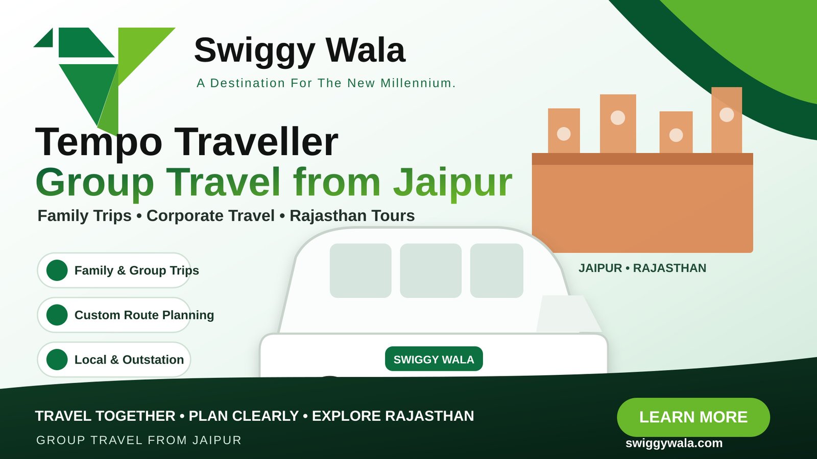 Tempo traveller in Jaipur for group travel and Rajasthan tours by Swiggy Wala Tours and Travels